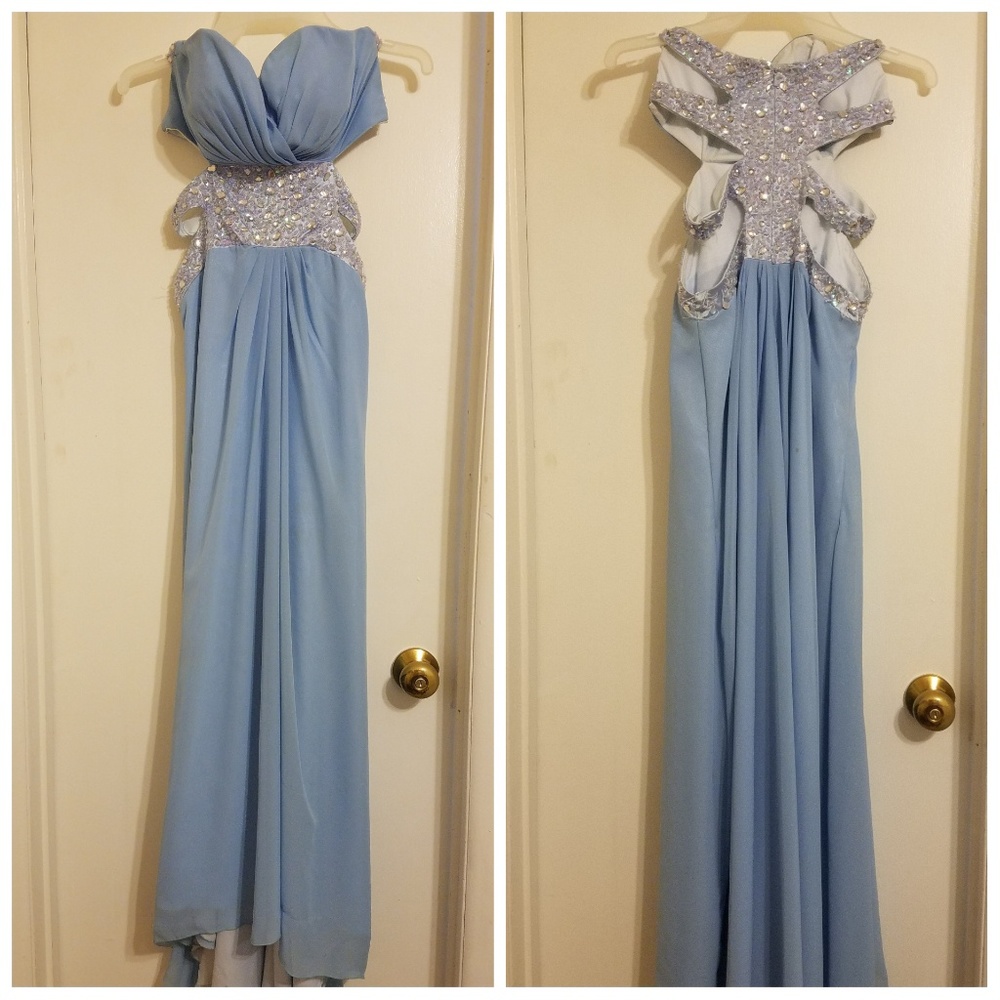 Blue sequin prom dress
